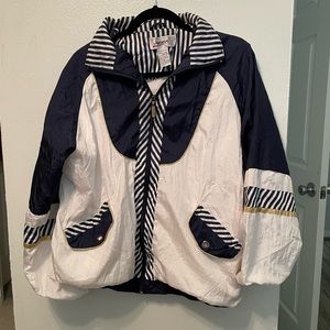 Janeve 90s Blue White Gold
Striped Windbreaker XL